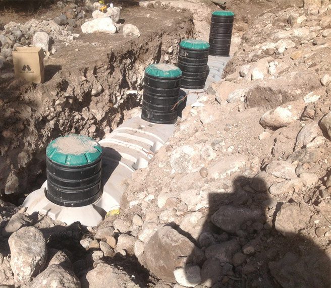 A close view of Installation of a Septic Tank