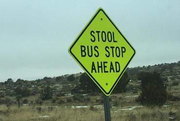 Stool Bus Stop Ahead sign